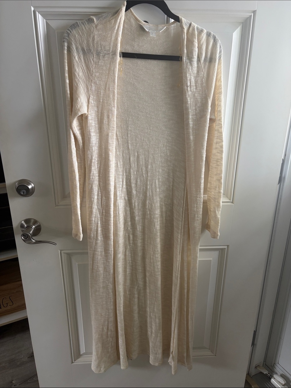 Decree Cream Open Front Long Cardigan